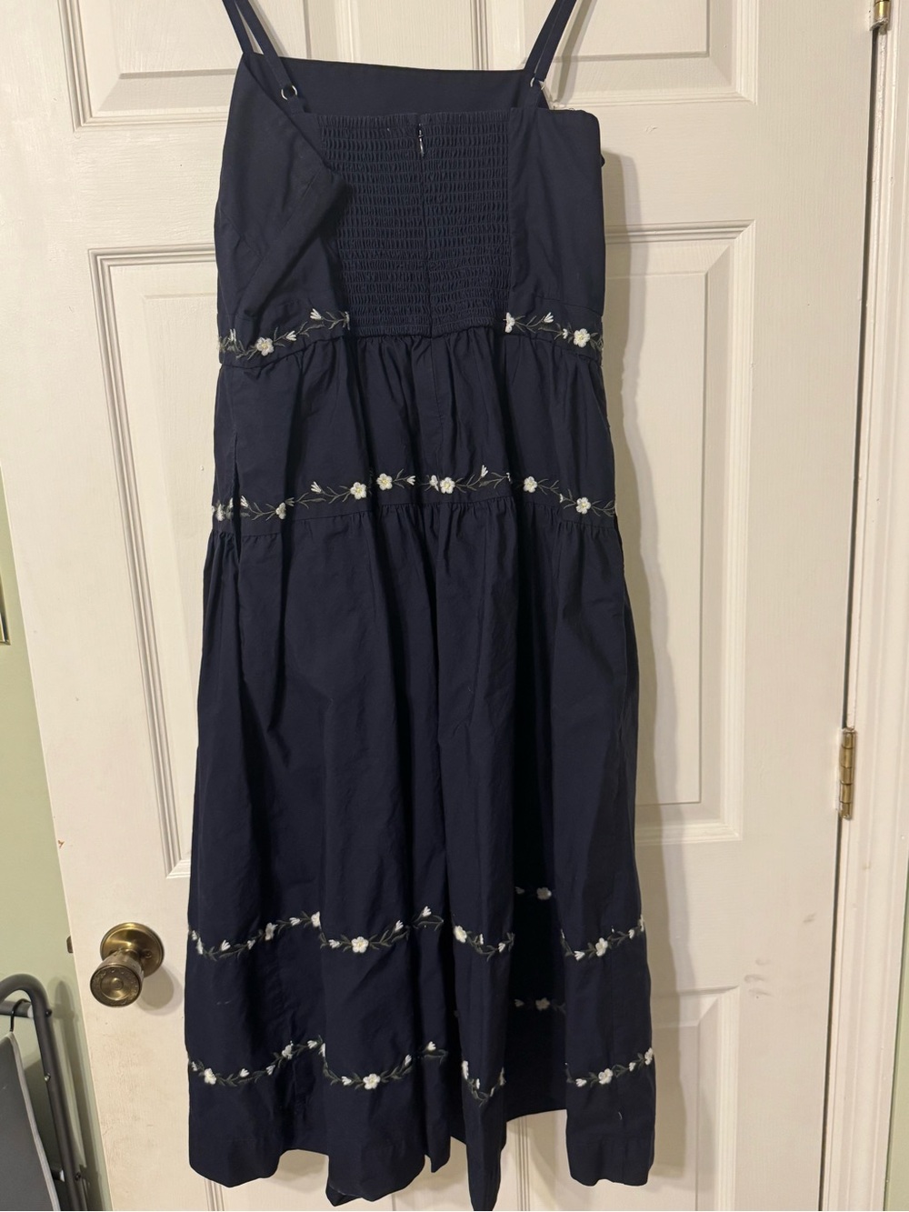 EUC Free Assembly Navy Embroidered Maxi Dress with Pockets Size Large - Picture 3 of 6